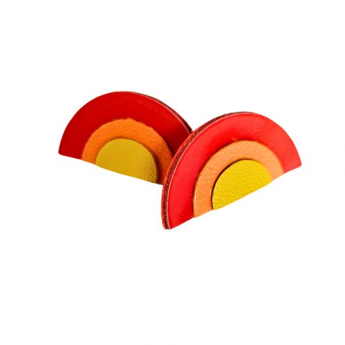 Szivárvány fülbevaló - piros, narancs, sárga - kézműves design fülbevaló