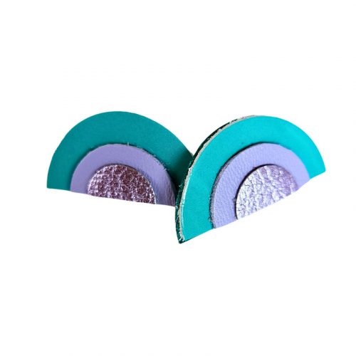 Szivárvány fülbevaló - türkizzöld, lila, metál lila - kézműves design fülbevaló